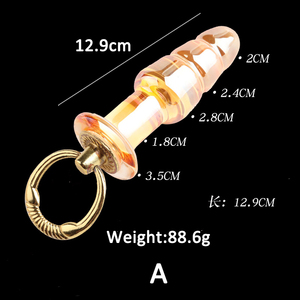 <span class=keywords><strong>Plug</strong></span> anal en verre doré avec anneau de traction, jouet de masturbation pour adultes, pour femmes et hommes - Product Image 3