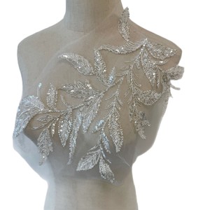 240 Piezas de Apliques de Encaje de Doble Cuentas de <span class=keywords><strong>Alta</strong></span> Gama, Hoja Grande Blanca de un Solo Lado para Vestido de Novia, Tocado, Suministros de Bricolaje - Product Image 2