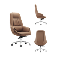 Chaise de bureau de direction pivotante confortable et contemporaine de luxe au design moderne et à dossier haut en cuir