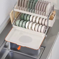 Égouttoir à vaisselle en acier inoxydable, support de rangement pour assiettes, organisateur de cuisine