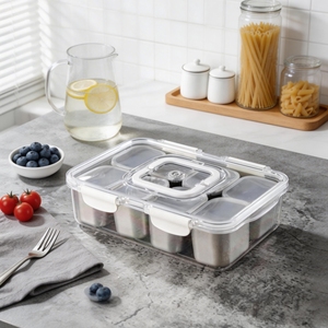 Lekfre <strong>Stainless</strong> <strong>Steel</strong> Compartmentalized Snack Box Snack <strong>Containers</strong> with Lids for Travel Dishwasher Safe Keeps <strong>Food</strong> Fresh - Product Image 1