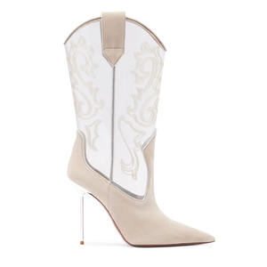 Botas Vaqueras de <span class=keywords><strong>Mujer</strong></span> con Diseño de Marca, Estilo 2026, Parte Superior de Gamuza y PVC - Product Image 4