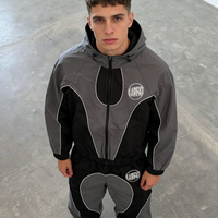 Ensemble de survêtement sportif pour homme personnalisé, veste coupe-vent en nylon avec fermeture éclair et pantalon, vêtements de sport pour homme