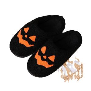 2025 regalo de Halloween mujeres hombres invierno interior casa cálido zapatillas Artificial felpa naranja <span class=keywords><strong>calabaza</strong></span> algodón zapatillas - Product Image 4