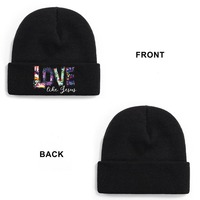 Casquette tricotée personnalisée POD en stock aux États-Unis, 300 grammes, 100 % acrylique, imprimée par transfert thermique, réglable, unisexe, toutes saisons