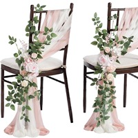 Fleurs artificielles hautement réalistes pour dossier de chaise, décoration de chaise de mariage, décoration de chaise extérieure en mousseline pour fête de mariage, vente en gros
