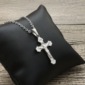 yunnique Stainless Steel Cross Pendant Necklace For Men Gold And <b>Silver</b> Color Fashion Jewelry Gift - Product Image 3