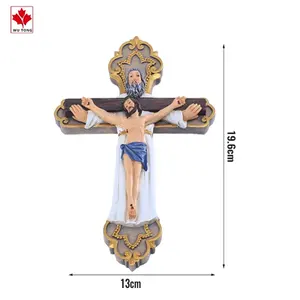 2024 New Unique Resin Sculptures Religious Saint Figurines Jesus Crucifix Statues For Church Gift