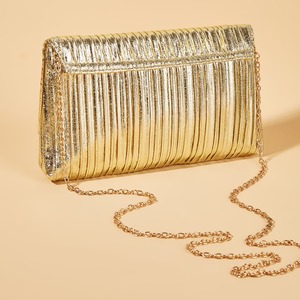Fashion Pleated Evening Bag Metallic Shiny Clutch Simple All-Match Evening Purse Women's Cross-Border Bag - Product Image 5