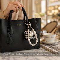 Mini sac de luxe pied-de-poule avec porte-clés, sangle en perles et breloque cœur, pendentif de sac, porte-monnaie, pochette pour écouteurs, cadeau pour femme, vente en gros, MOQ 15