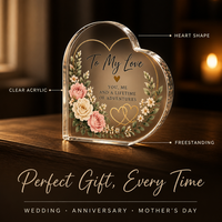 Plaque commémorative en acrylique transparent en forme de cœur, panneau décoratif personnalisé en acrylique pour la veille de Noël, cadeau de mariage pour couple