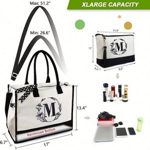 Sac de plage en toile personnalisé avec initiales, cadeau monogrammé, sac fourre-tout en jute pour femmes - Product Image 5