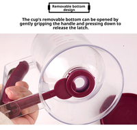Distributeur de pâte manuel multifonctionnel portable violet 900 ml PS+SILICONE pour crêpes, gaufres et grillades