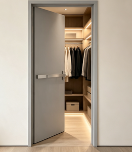 Porte intérieure minimaliste en aluminium Qifan avec isolation phonique pour salle de bain, design à ouverture latérale, surface finie - Product Image 5