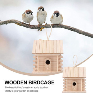 Wooden Birdhouse Paulownia Wood Handmade <b>Hanging</b> Ornament Traditional Rectangle <b>Garden</b> Decoration - Product Image 5