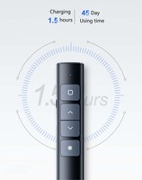 Presentador Inalámbrico USB 2.4G con Puntero Láser para PowerPoint PPT, Control Remoto, Pasador de Diapositivas y Bolígrafo Láser