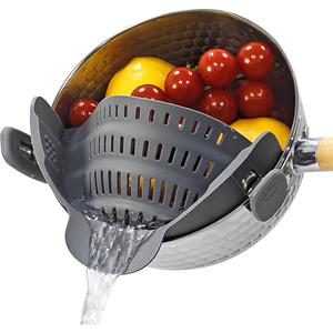 Hot Sale Heat Resistant Silicone <b>Snaps</b> Strain <b>Clip</b> on Colander Food Strainers Silicone Strainers - Product Image 1