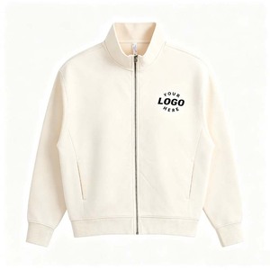 Sudadera Personalizada con Logotipo, 330 g/m², 100 % Algodón |   Chaqueta con Cierre y <span class=keywords><strong>Cuello</strong></span> Alto |   Sudadera Deportiva Casual Estilo Preppy para <span class=keywords><strong>Hombre</strong></span> - Product Image 1