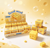 Jouet Squishy en forme de cube de fromage mignon, jouet sensoriel alimentaire de simulation, jouet anti-stress souple en TPR non toxique pour enfants de 5 à 7 ans, idéal pour les fêtes