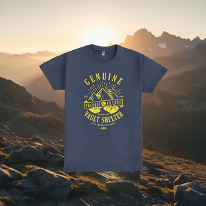 Camiseta Original Vault Shelter con Estampado Azul Marino y Amarillo, Camiseta Promocional para Hombre - Product Image 3