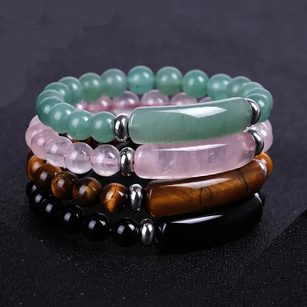 Bracelets en pierre précieuse pour femmes, breloque extensible, œil de tigre, perles en topaze, obsidienne, puissance en cristal, 8MM, 2022