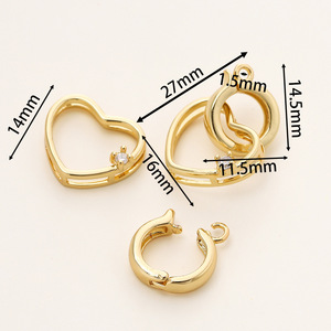 Heart Shape Jewelry Clasp 18k Gold Plated <b>Copper</b> For <b>Bracelet</b> Making DIY Accessories GA0608 - Product Image 2