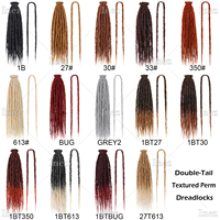 Extensions de dreadlocks synthétiques noires de 24 pouces, fines, faites à la main, style reggae, extensions de locs, cheveux au crochet hippie pour femmes et hommes