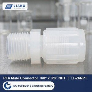 Conector Macho PFA para Tubo de 3/8" OD x 3/8" NPT, Conexión de Tubo Flare Macho LT-Z6NPT, Alta Pureza, Resistente a Químicos - Product Image 1