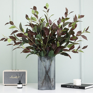 Plante artificielle de laurier, 5 branches, vert et violet, décoration de bureau intérieure, feuilles hautement réalistes - Product Image 1