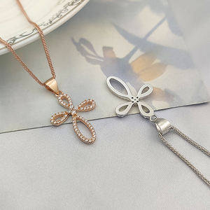 Perak asli 925 bahan indah kalung salib wanita murah dan desain bagus jimat salib perhiasan liontin - Product Image 2