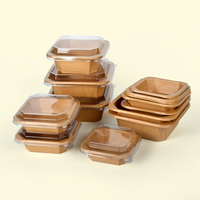 Boîte à lunch jetable écologique en papier kraft SenAng, emballage pour fruits à emporter, salade, bol bento octogonal, collation en PET, biscuit