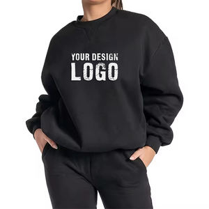 Sudadera de Algodón 100% Estilo Urbano, Cuello Redondo, Holgada, Personalizable, con Hombros Caídos, Gruesa, para Mujer - Product Image 4