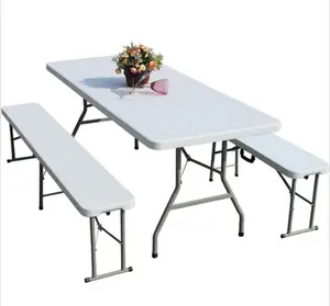 Produit chaud, matière plastique HDPE de table pliante extérieure, tables pliantes en plastique personnalisées, chaises et tables pour la fête