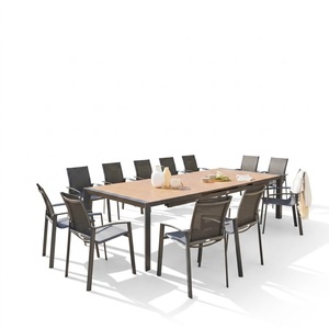 <span class=keywords><strong>Table</strong></span> de restaurant et d'hôtel extérieure moderne en <span class=keywords><strong>aluminium</strong></span> léger avec plateau extensible en teck pour <span class=keywords><strong>10</strong></span> <span class=keywords><strong>personnes</strong></span> - Product Image 1