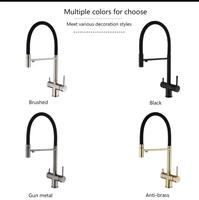 DOGO Noir Mat 3 Voies Pull Out Filtre Robinet D'eau 3 Voies Chaud Froid Mélangeur Robinet De Cuisine