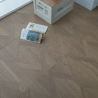 Parquet carré en chêne blanc à motif nœud chinois, revêtement de sol composite en bois massif multicouche, dalles de sol en bois d'ingénierie gris