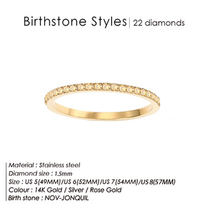 Anillo DE PIEDRA DE NACIMIENTO DE ACERO INOXIDABLE 316L minimalista, anillo de moda apilable hipoalergénico de circonita cúbica CZ chapado en oro de 1,5mm para - Product Image 6