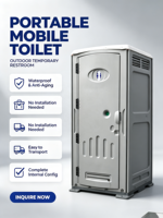 Toilettes portables modulaires préfabriquées en conteneurs, économiques et durables, pour chantier, appartement, usage public, montage facile
