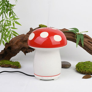 Difusor de aroma de aceite esencial de seta roja de cerámica para decoración del hogar de nuevo diseño con luces de 7 colores para oficina en casa - Product Image 1