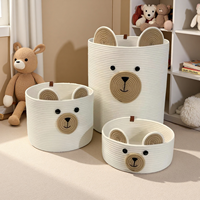 Paniers de rangement tressés en forme d'ours en corde de coton pour chambre d'enfant et organisation de jouets, cadeau de naissance, panier à jouets