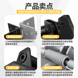 Multifunctional Door Closer Concealed <b>Hinge</b> 180 Degree Soft Closing For Wooden Door With Buffer Rebound <b>Spring</b> - Product Image 4