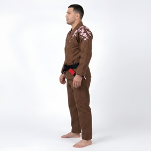 ชุดกิโมโนบราซิลเลียนยิวยิตสู (BJJ Gi) สีน้ำตาลสำหรับผู้ชาย ขายดีที่สุด พร้อมลายปักสีชมพูแบบกำหนดเอง ผ้าฝ้าย 100% แห้งเร็ว ระบายอากาศได้ดี - Product Image 2