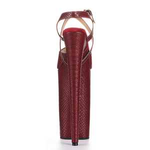 Scarpe da ballo esotiche in PU effetto serpente, <span class=keywords><strong>tacco</strong></span> alto 26 cm (10 pollici), <span class=keywords><strong>con</strong></span> cinturini incrociati lunghi, punta aperta, plateau spesso, per palcoscenico - Product Image 4