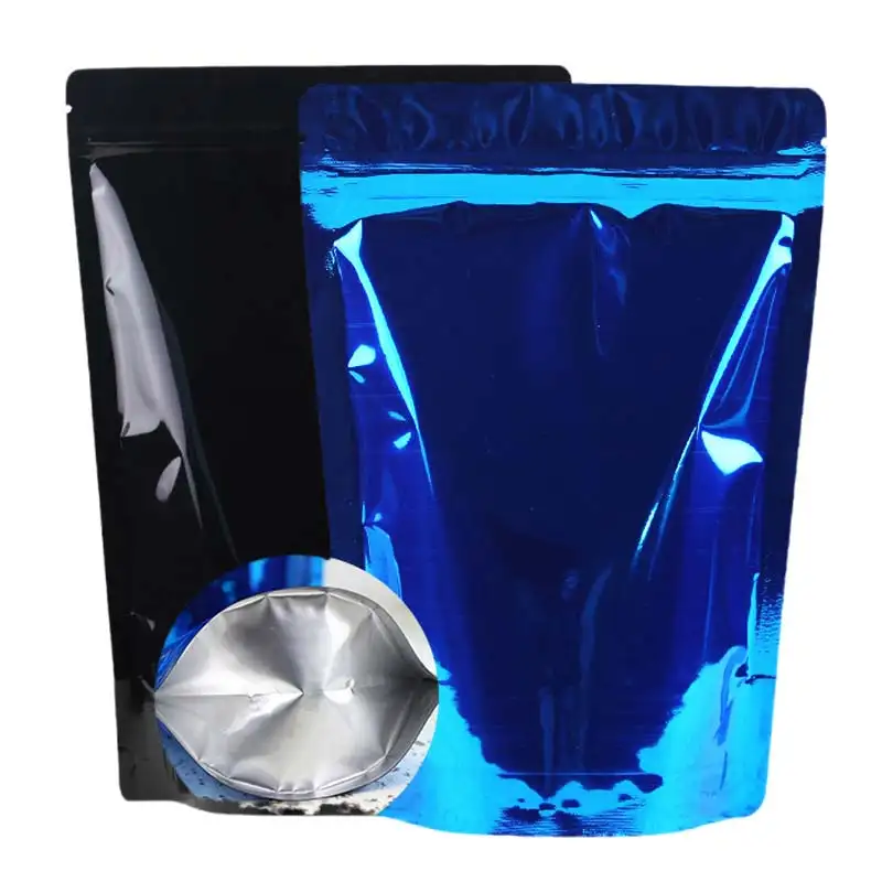 16*26cm 18*26cm En Gros coloré noir ziplock en plastique alimentaire thé fermeture à glissière de papier d'aluminium de cachetage sacs d'emballage