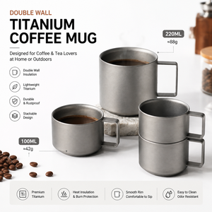Double Wall Titanium <b>Mug</b> Titanium Coffee <b>Mug</b> Pure Titanium Insulated <b>Mug</b> for Camping <b>Travel</b> Outdoor Coffee <b>Tea</b> With Handle - Product Image 2