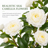 Camélia Artificiel Hyper-Realiste à Fleurs Roses ou Blanches, Ignifuge et Résistant aux UV, Décoration Intérieure, Vente en Gros Direct Usine