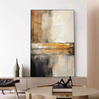 Art abstrait du salon Grande huile texturée sur toile Art mural d'hôtel Peint à la main Peintures de décoration de chambre en or