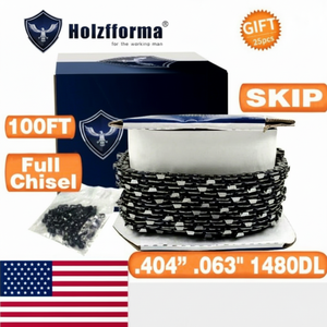 Catena per motosega a dente pieno da 100FT, modello D0100HED6V7, spessore .063'' (.404'), con 40 set di maglie di collegamento abbinate, 25 scatole per motoseghe - Product Image 2