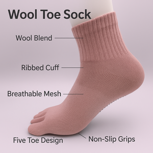 Custom Five Toe Sports <strong>Socks</strong> With Breathable Cushioning Mid-Calf Athletic Fit - Product Image 2