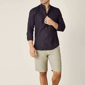 Camisa de hombre de lino y algodón de diseño turco al por mayor, camisas casuales con bolsa de pasta de verano sólida Henry tamaño EE. UU. con logotipo personalizado/ - Product Image 4